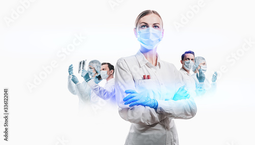 Obraz na płótnie team of medical professionals on a white background w salonie