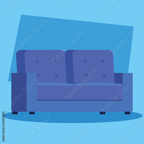 couch comfortable blue color icon vector illustration design