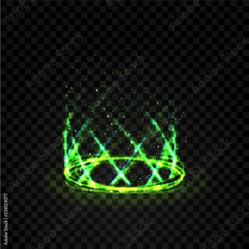 Futuristic magic green portal or teleport on dark background