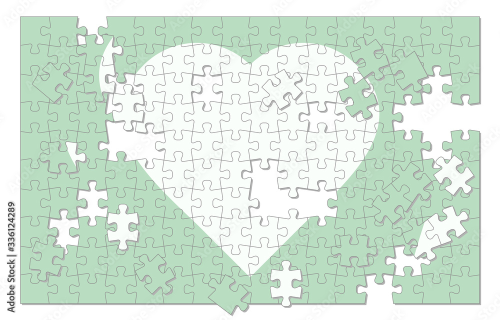 Fototapeta premium 未完成のハートジグソーパズル ベクターイラスト