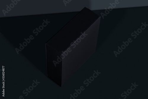 Square Black Box Mockup on dark background © glass_frog