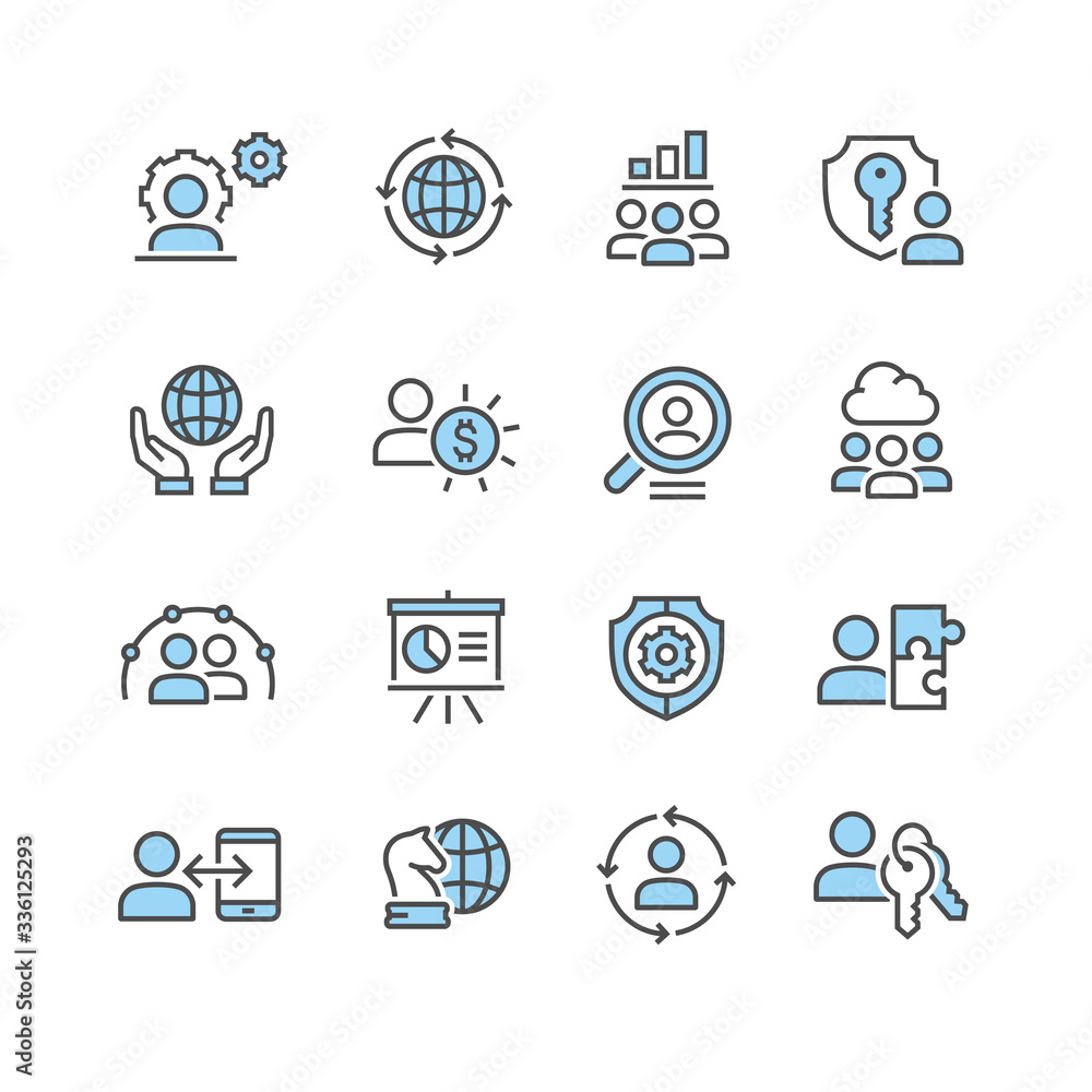 Global business vector icons set
