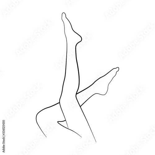 Beautiful Female Legs Drawn in Lines. Hand drawn beautiful girl legs