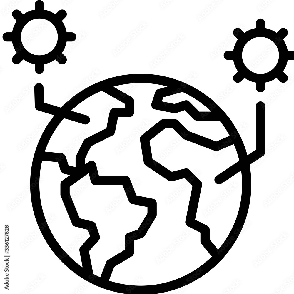 COVID-19 pandemic vector illustration, line style icon COVID-19 pandemic vector illustration, line style icon
