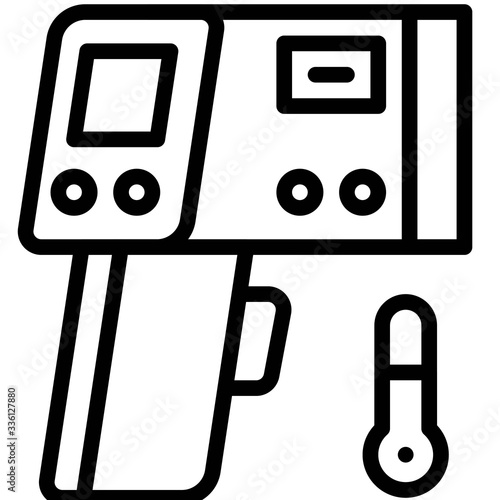 Infrared thermometer vector illustration, line style icon