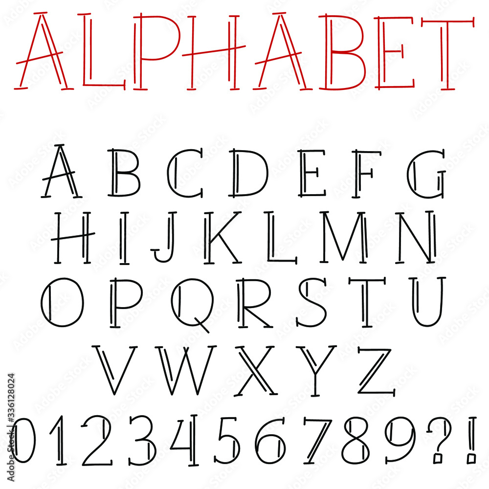 Handwritten vector font for lettering headlines and posters. Uppercase English printed vintage serif letters and numbers. Handwritten vector font for lettering headlines and posters. Uppercase English printed vintage serif letters and numbers.