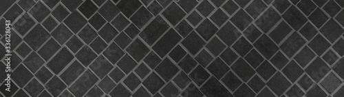 Black anthracite concrete cement stone square rectangular cubes texture background banner panorama
