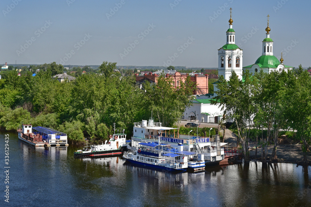 Tyumen, a city on the Tura River and a beautiful promenade along the shore.