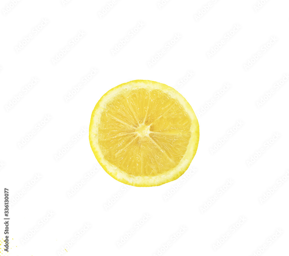 lemon slice isolated on white background top view