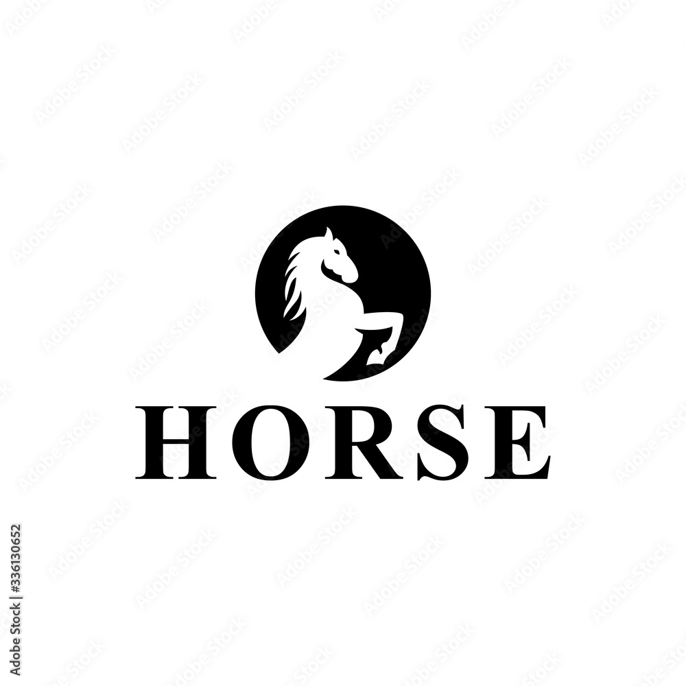 Fototapeta Horse logo icon,in line silhouette design.