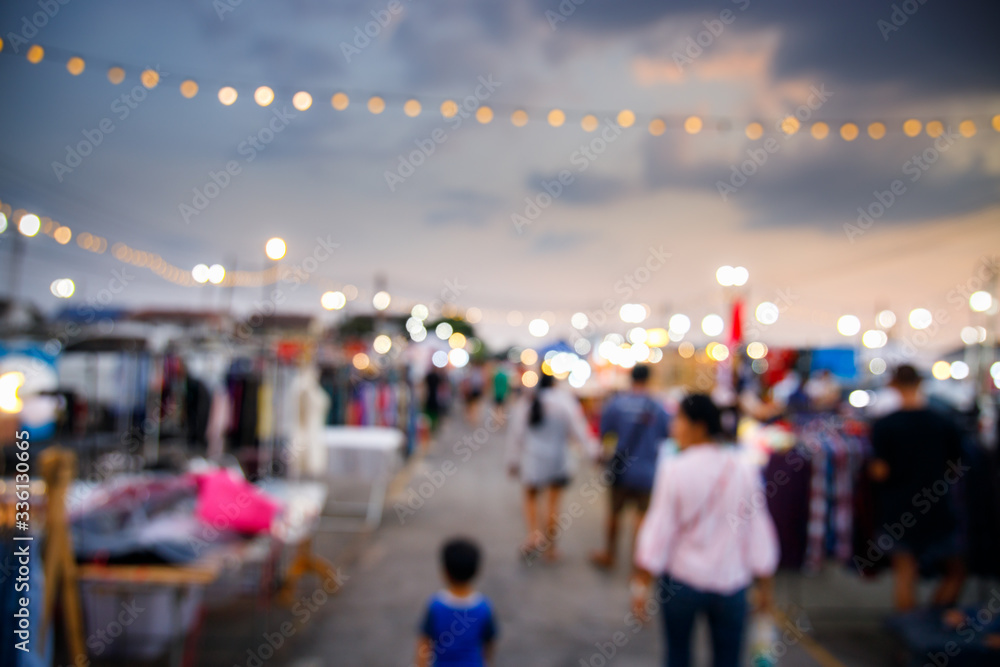 blurred of night market festival with bokeh for background.