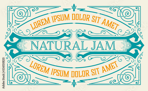 Vintage Organic Jam Label with Floral Elements