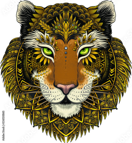 Vector Color Abstract Tiger Face Illustration