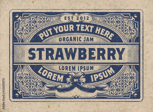 Vintage Organic Jam Label with Floral Elements