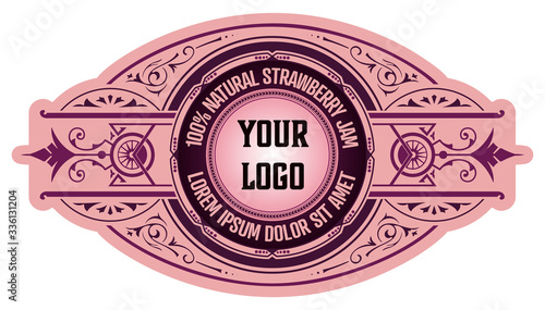 Vintage Organic Jam Label with Floral Elements