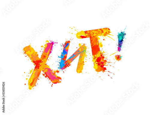 Hit. Inscription of splash paint letters in Russian