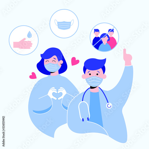 COVID-19. Virus infections prevention methods infographics. Infographic, Logo, symbol & how to prevent.  Hgiene promotion with wearing a face mask, sanitizing with alcohol and washin a face mask.