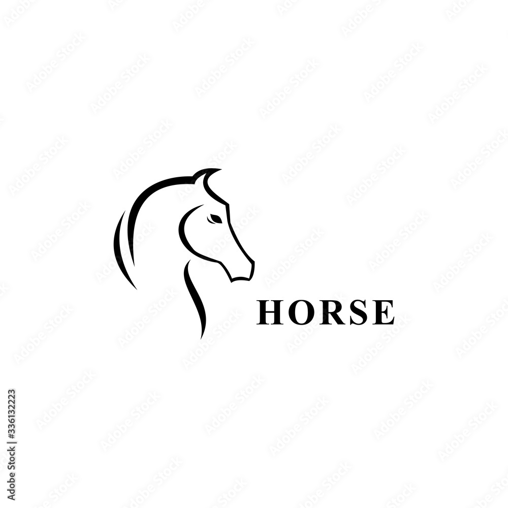 Horse logo icon,in line style design. Horse logo icon,in line style design.