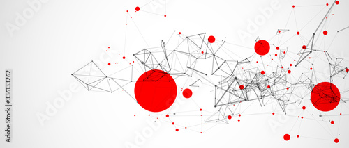Template for science and technology presentation. Plexus style background.