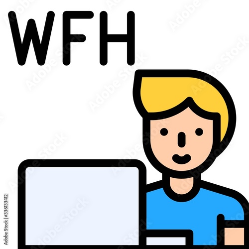 Work from home vector illustration, filled style icon