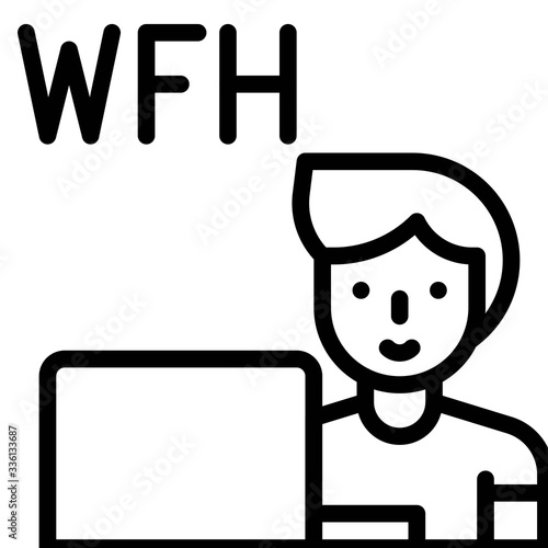 Work from home vector illustration, line style icon