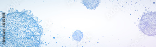 Abstract sphere background with plexus effect. 3D surface.
