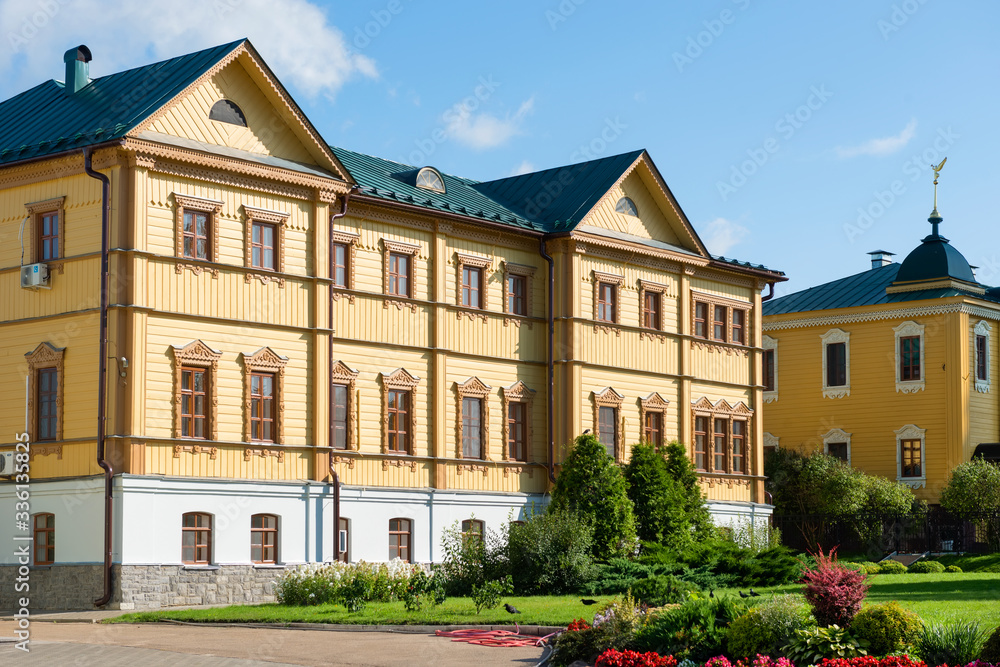 DIVEEVO, RUSSIA - AUGUST 25, 2019: The Galaktionov House. Built at the turn of the 19-20th centuries. The benefactors of the monastery lived in it.