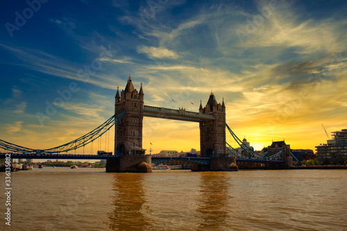 View on world famous London Tower Bridge at sunset