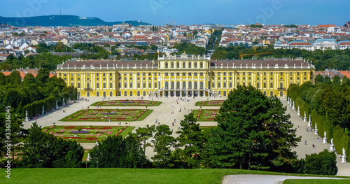 Hietzing, Vienna / Austria - August 2011: The Shönbrunn Palace and gardens as seen from the Gloriette © Manel Vinuesa