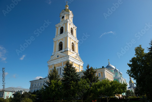 The bell tower of the Trinity Seraphim-Diveevo monastery in the village of Diveevo
