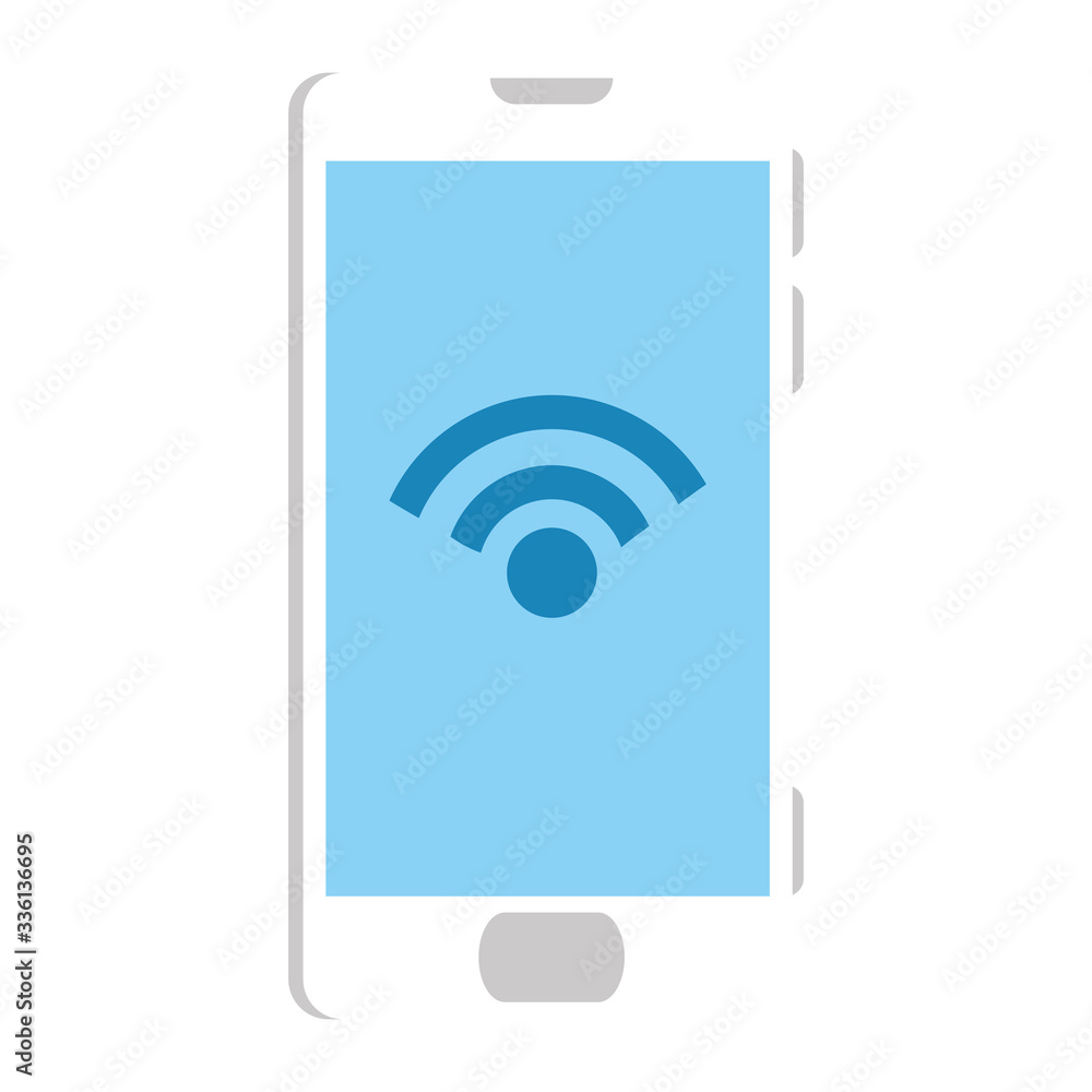 Smartphone with wifi icon design, Cellphone mobile digital phone technology communication and social media theme Vector illustration Smartphone with wifi icon design, Cellphone mobile digital phone technology communication and social media theme Vector illustration