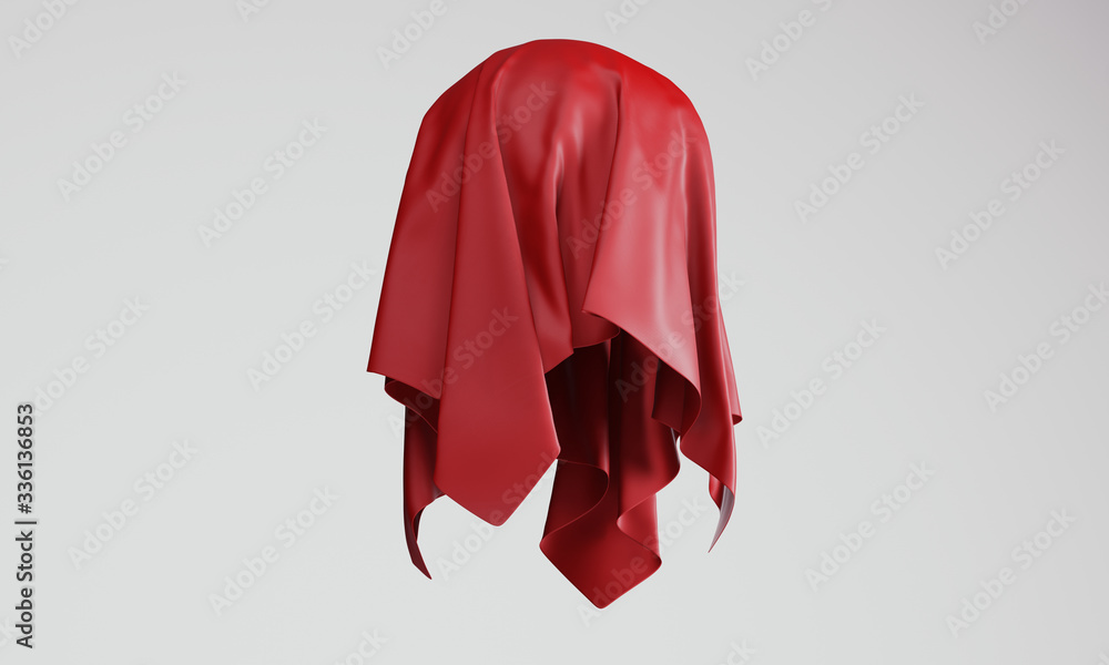 Red cloth cover an object. 3d rendering - illustration. Red cloth cover an object. 3d rendering - illustration.