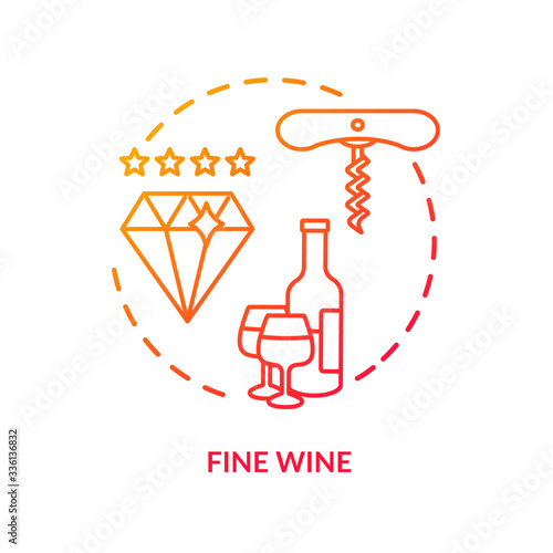 Fine wine concept icon. Vintage alcohol drink, premium quality winemaking idea thin line illustration. Beverage aging, luxurious product. Vector isolated outline RGB color drawing