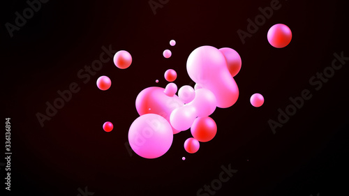 Photography Spheres or balls merge like liquid wax drops or metaballs in-air