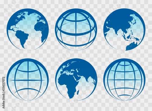 Globe blue earth icons