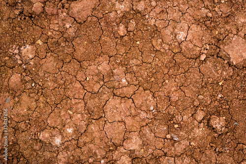 Texture of dried cracked clay. Macro background image of dried clay