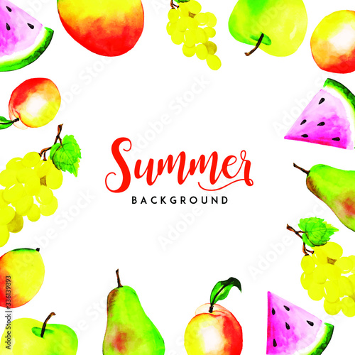 Summer Watercolor Fruits Multipurpose Background