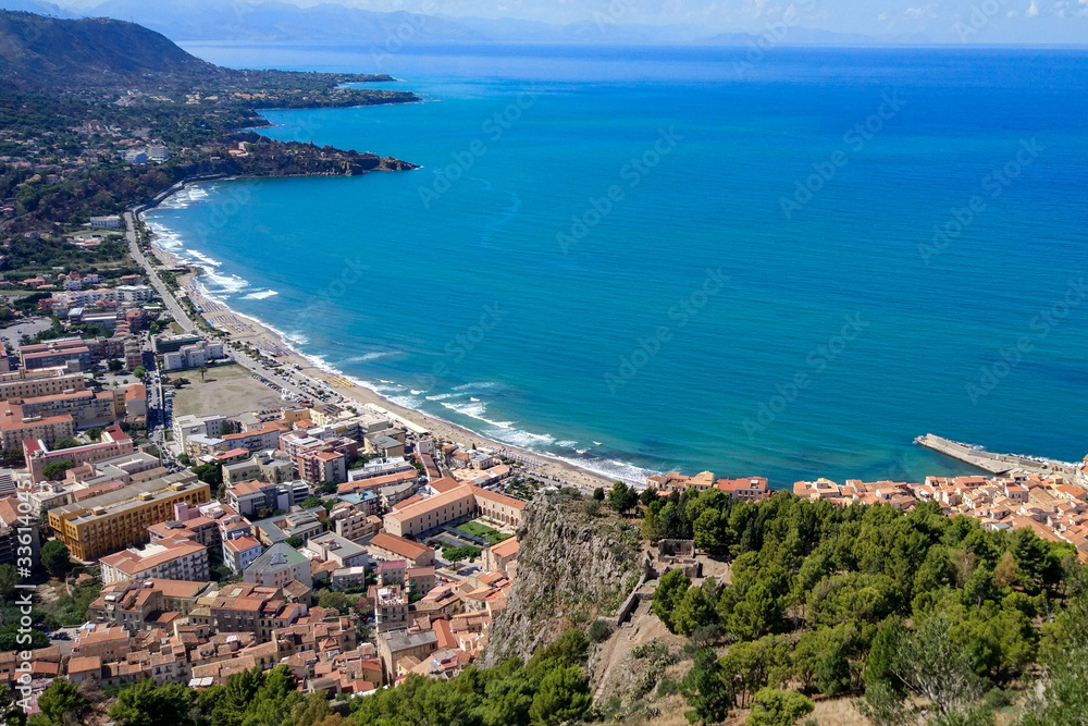 view of the coast of Cefalu from Rocca di Cefalu