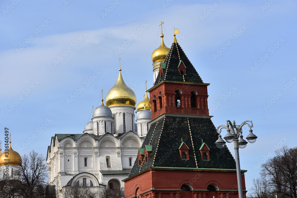  Architecture of Moscow Kremlin. Popular landmark.