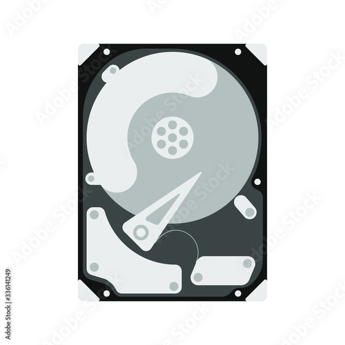 Hard disk monochrome isolated on white background. Vector illustration.