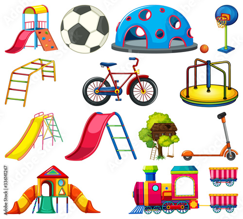 Large set of many play stations in the playground