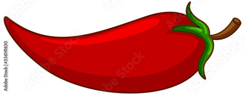 One red chili on white background