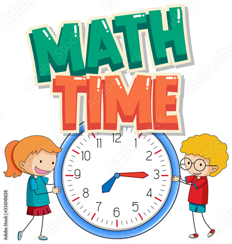 Sticker design for math time with kids and big clock