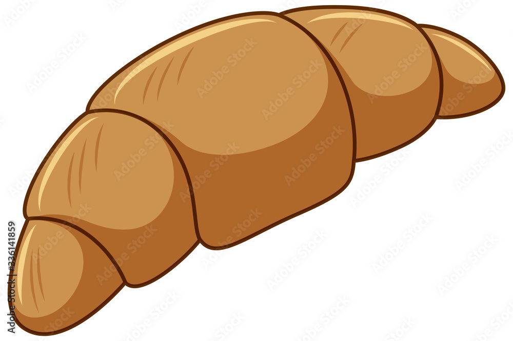 One piece of croissant on white background One piece of croissant on white background