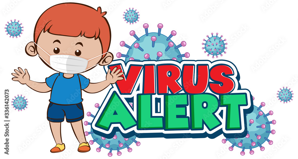 Coronavirus poster design with word virus alert on white background Coronavirus poster design with word virus alert on white background