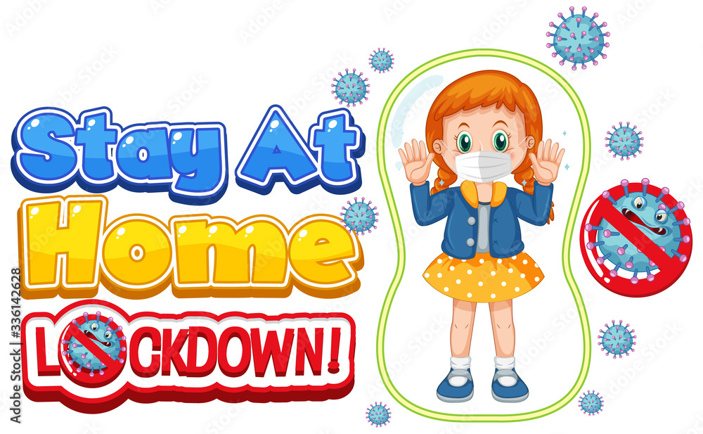 Coronavirus poster design with girl wearing mask Coronavirus poster design with girl wearing mask