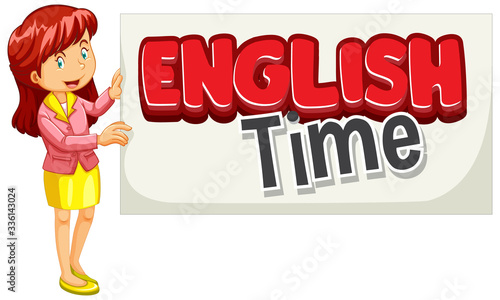 Font design for word english time with english teacher