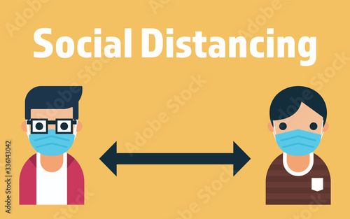 Social distancing concept vector illustration