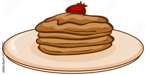 Pancake on the plate on white background