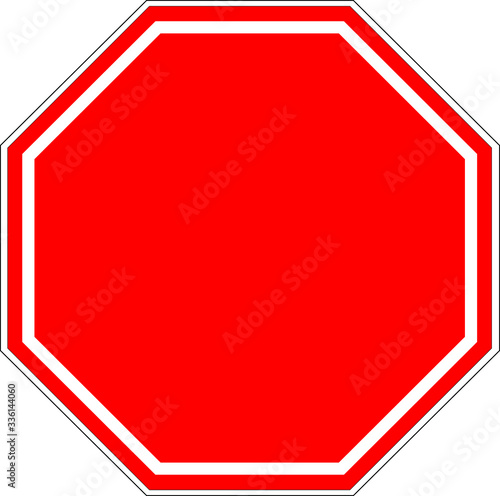 Octagonal blank stop sign. isolated on white background. Traffic regulatory warning stop symbol. Vector illustration, EPS10